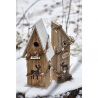 LED vánoční domek dřevěný, 33cm, 2xAA, teplá bílá, časovač