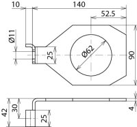 Připojovací třmen IF 1 úhlový Průměr otvoru d1 62 mm DEHN 923362