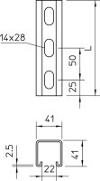 OBO MS4141PP3000FT Profilová lišta s děrováním bočnice 3000x41x41 Ocel žár.zinek