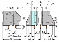 Svorka na desky plošných spojů 6mm2 10mm šedá 10pól. WAGO 745-360