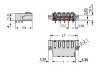 Konektor s pájecími piny THT pájecí kontakt 1,0x1,2 mm úhlové světle šedá 6pól.
