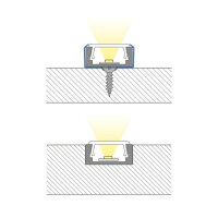 Přisazený hliníkový profil černý PG2 16x8mm včetně čirého difuzoru 2m