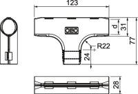 OBO 3000 TMS M25 LGR Quick Pipe díl T, M16, světle šedá, Polypropylen