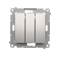 Trojité tlačítko s orientačním LED podsvětlením 10AX, 250V, stříbrná matná