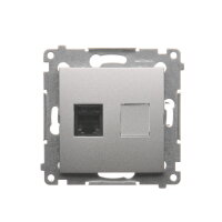 Telefonní zásuvka RJ12 jednonásobná, stříbrná matná metalizované DT1.01/43