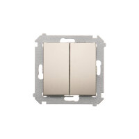 Přepínač dvojitý střídavý, řazení 6+6, 10AX, 250V šroubové svorky,zlatá matná