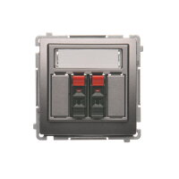 2-násobná zásuvka reproduktoru s popisovým polem 2,5 mm2, Inox