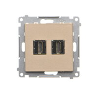 Zásuvka HDMI 2 násobná (přístroj s krytem) champagne matná   TGHDMI2.01/144