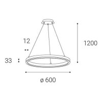 Svítidlo CIRCLE 60 P-Z, B DIM TRIAC 42W 3000K závěsné černé LED2 3270933DT