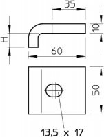 OBO KWS 5 A2 Spojovací úhelník se šr.se 6ti hr. hl. h = 5 mm 60x50 Nerez ocel