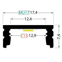 AL profil FKU52 C13/MU17 pro LED, bez plexi, 2m, elox FK TECHNICS 4738343