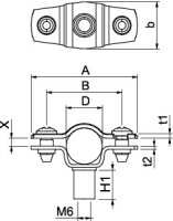 OBO ASG 732 14 A2 Distanční příchytka s připojovacím závitem M6 12-14mm Nerez