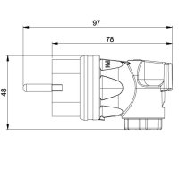 vidlice úhlová, celogumová, 16A/250V,dvojí zemnící systém, IP44 PCE 05822-s