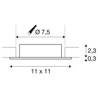 NEW TRIA 75 XL kroužek pro vestavbu do stropu D11 Š11 H2,6 cm bílá SLV 1007634