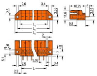 Pružinová svorkovnice THT rovná 5,08 mm oranžová 13pól. WAGO 232-173/047-000
