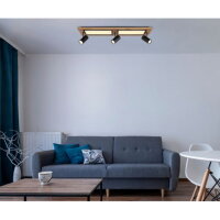 Stropní svítidlo ULLA černá/dřevo 3xGU10 LED 5W 230V GLOBO 67306D1