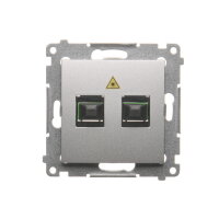 Světlovodná/optická zásuvka dvojitá SC/APC stříbrná matná metalizované