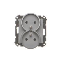Zásuvka 2P+T 2 násobná, se clonkami grafitová matná   TGZ2MCZ.01/116