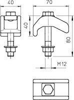 OBO TKS-S-30 FT Upínací svorka těžká s maticí kombi M12x75 Ocel žárově zinkováno
