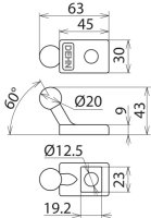 Kulový bod D 20 mm s připojovací destičkou 45x30x9mm DEHN 706300
