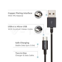 1M Micro USB cable 1.0A TPE, Silver series, black color, VT-5321 V-TAC SKU8485