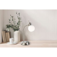 LOXY Stolní lampa, kov nikl matný, sklo