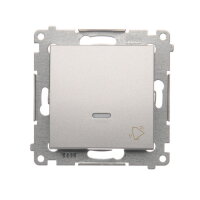 Ovládač zapínací ZVONEK, s orientačním LED, 1/0 So, 16AX 250V, stříbrná matná