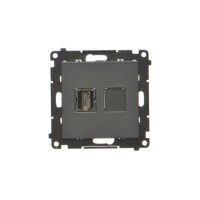 Zásuvka HDMI 1 násobná (přístroj s krytem) černá matná   TGHDMI.01/149