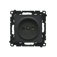 Zásuvka 1 násobná, bez uzemnění, se clonkami černá matná   TG1CZ.01/149