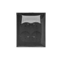 Čtyřzásuvka s uzemněním, typ Schuko - verze IP44 - průhledný kryt černá matná