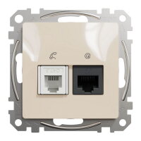 Sedna D/E Datová zásuvka RJ45 kat.5e UTP+RJ11 Béžová SCHNEIDER SDD112458