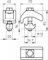 OBO TKH-S-30 FT Upínací svorka těžká s kluznou maticí M12x65 Ocel žár.zinek