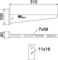 Nástěnný výložník OBO AW 15 31 FT 2L se 2 upevňovacími otvory B310mm Ocel