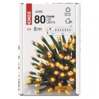 LED vánoční řetěz, 8 m, venkovní i vnitřní, vintage, časovač EMOS D4AV02