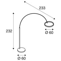 ONE BOW FL stojací lampa černá/mosaz 20 W 1200/1200 lm 2700/3000K CRI90 140°