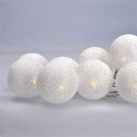 LED řetěz vánoční koule bavlněné, 10LED, 1m, 2x AA, IP20  SOLIGHT 1V201