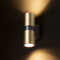 MANO nástěnná česaná mosaz/černá 230V GU10 2x8W IP54 RENDL R14127