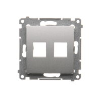 Kryt zásuvky komunikační pro prvky Keystone, plochá, dvojitá, stříbrná matná
