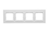 Rámeček 4 -násobný Simon 54 Nature, IP20/IP44, skleněný bílá perla DRN4/70