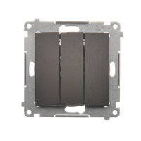 Trojité tlačítko s orientačním LED podsvětlením 10AX, 250V hnědá matná