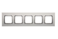 Rámeček 5-násobný Simon 54 Nature, IP20/IP44, skleněný stříbrná mlha DRN5/71