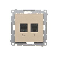 Zásuvka datová RJ45 kat. 5e + telefonní RJ12 (přístroj s krytem) champagne matná