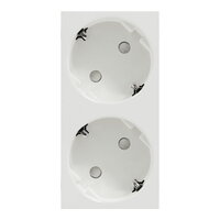 Zásuvka, Unica, dvojitá 45o 250V/16A 2x2P+E, SCHUKO, clonky, bezšroubová, Bílá
