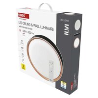 LED přisazené svítidlo ILVI, kruhové 30W, stmívání+CCT, černá+dřevo EMOS ZM5116
