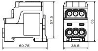 Blok pro rozdělení fází UVB 200 L G 1pól. 200A AL/CU 1000V šedý na DIN 1003207