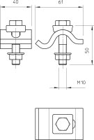 OBO TKS-L-25 FT Upínací svorka lehká s maticí kombi M10x50 Ocel žárově zinkováno