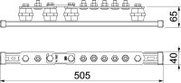 OBO 1802 DC 5+1 CU Přípojnice potenciálového vyrovnání BigBar 5+1 x M10 měď Cu