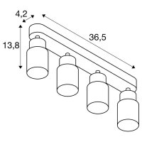 SLV PURI 2.0 Tube, nástěnné a stropní svítidlo, dlouhé, 4 x max. 6W GU10, bílé