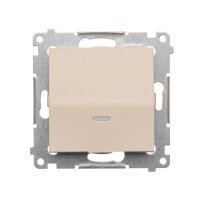 Spínač jednopólový, s orientačním LED, řazení 1So, 16AX 250V, krémová