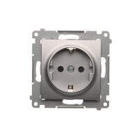 Zásuvka typu Schuko s clonkami, 16A, 250V~, stříbrná matná metalizované